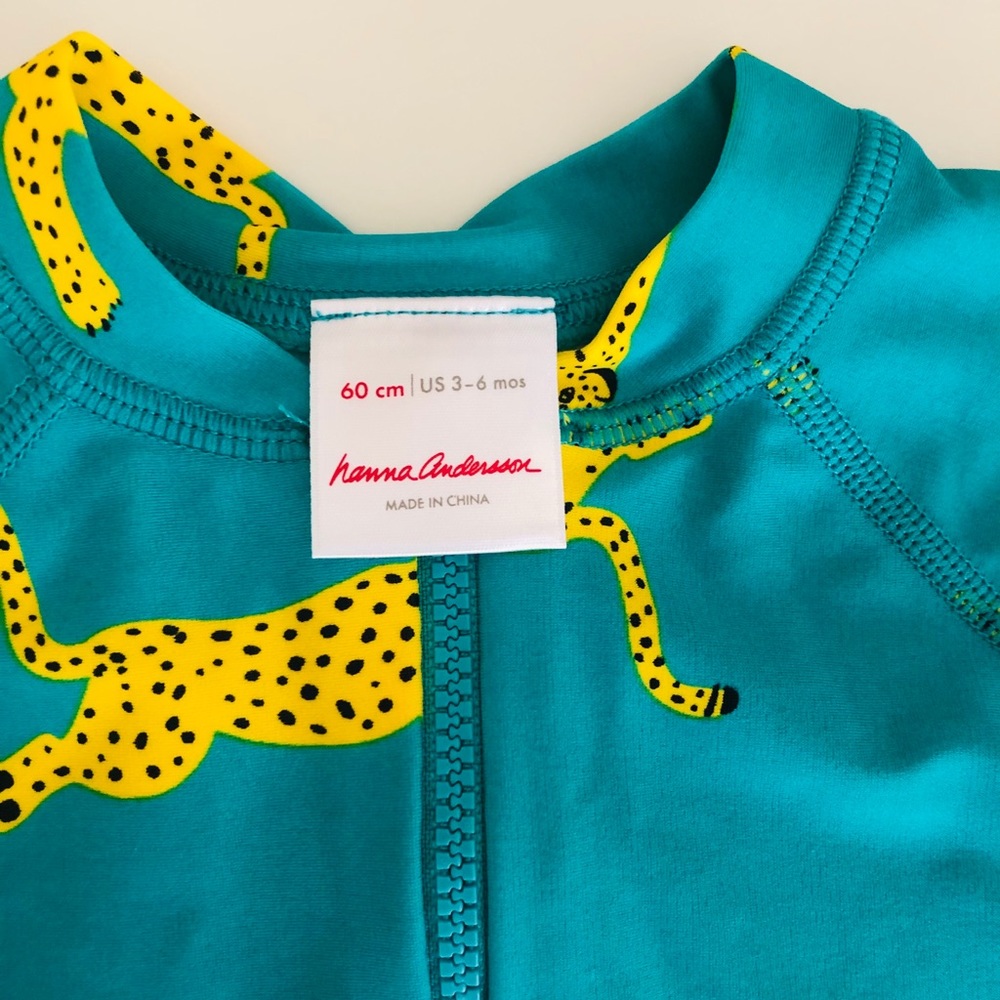 Hanna Andersson Teal and Yellow Kids Swim One Piece - Picture 4 of 7